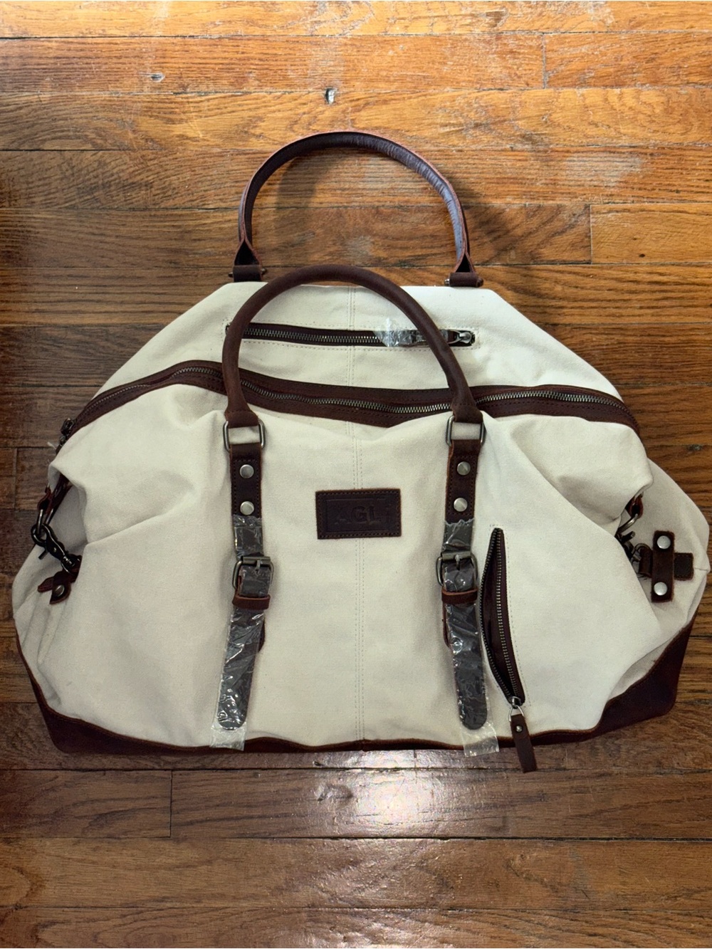 Canvas & Leather Overnight Weekender Duffle Bag NEW